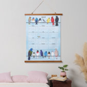 裏庭の鳥2025壁カレンダー 吊り下げ型タペストリー (寝室)