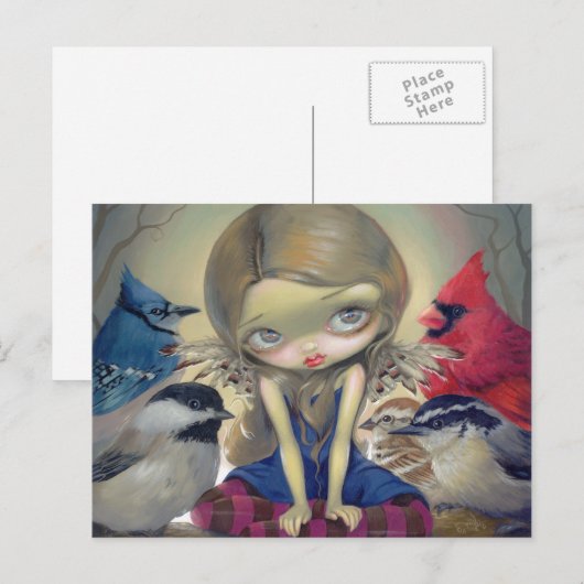 「裏庭の鳥」はがき ポストカード (正面/裏面)