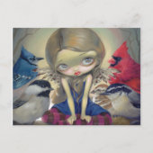 「裏庭の鳥」はがき ポストカード (正面)