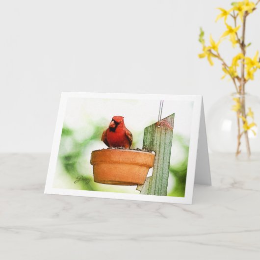 裏庭の鳥Notecards カード (黄色い花)