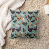 裏庭の鶏がミッドグリーンのバーラップクッションに クッション (ブランケット)