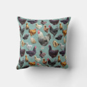 裏庭の鶏がミッドグリーンのバーラップクッションに クッション (裏面)