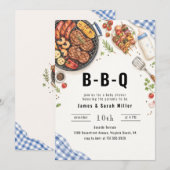 裏庭のBBQグリルカップルのベビーシャワー 招待状 (正面/裏面)