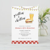 裏庭のBBQグリル誕生日パーティーの招待状 招待状 (スタンド正面)