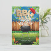 裏庭のBBQパーティー招待状 招待状 (スタンド正面)