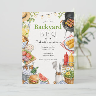 裏庭のBBQパーティー 夏季ピクニック 家族 招待状