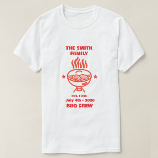 裏庭のBBQ家族クルー ファミリー 7月4日 Tシャツ