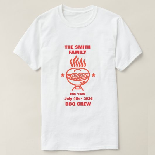 裏庭のBBQ家族クルー ファミリー 7月4日 Tシャツ (デザイン正面)