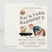 裏庭のBBQ招待状 | ヴィンテージ クラシック V.1 招待状 (正面/裏面)