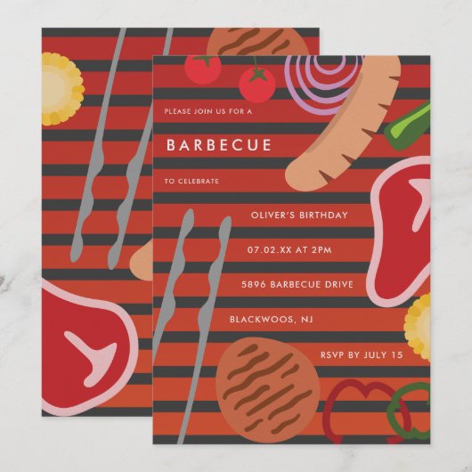 裏庭のBBQ グリル 招待状 (正面/裏面)