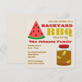 裏庭のBBQ パーティーへの招待 - スイカと甘いお茶 招待状 (正面/裏面)