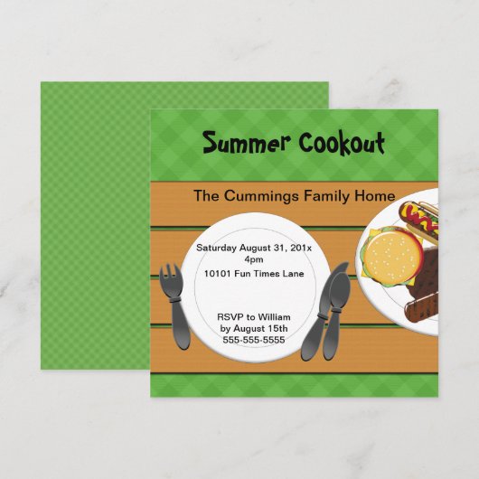 裏庭のCookoutの招待状 招待状 (正面/裏面)