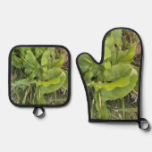 裏庭ガーデンクローズアップ屋外自然写真 鍋つかみ&鍋敷きセット (正面)