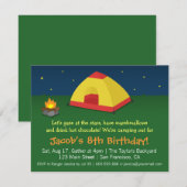 裏庭キャンプパーティー 誕生日パーティー 招待状 (正面/裏面)