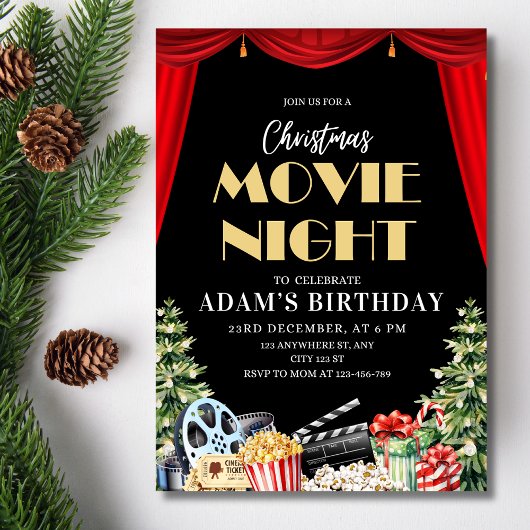 裏庭クリスマス映画の夜 誕生日パーティー 招待状