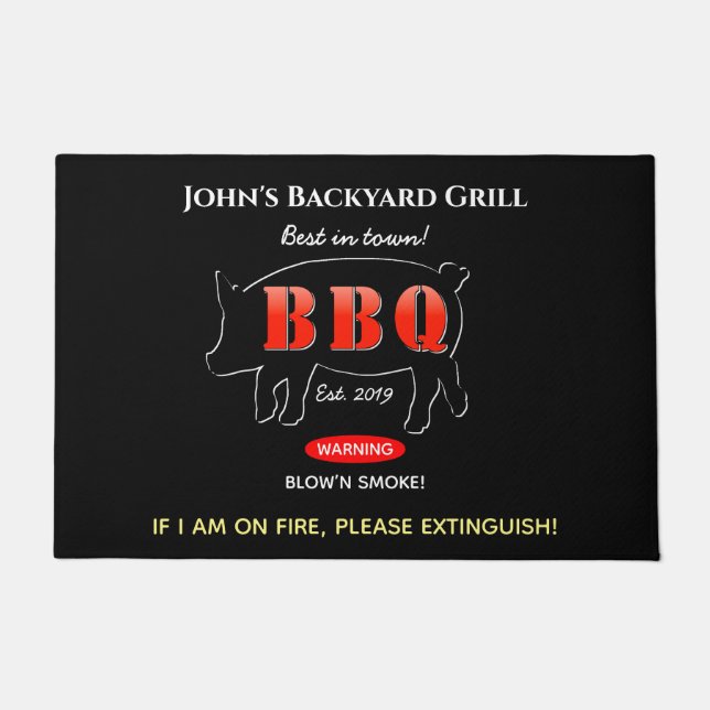 裏庭グリルマスターグリルBBQドアマットラグ ドアマット (正面)