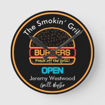 裏庭グリルマスターバーガーズサインウォールクロック