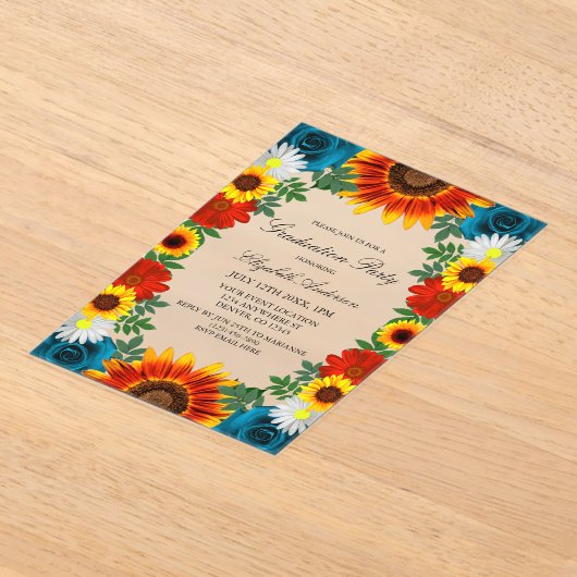 裏庭サマーフローラ卒業パーティー アクリル招待状 (レイダウン)