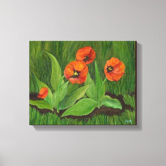 裏庭チューリップ巻きキャンバス キャンバスプリント (正面)