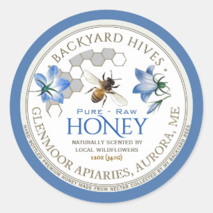 裏庭ハイブ生の地元の蜂蜜の花と蜂 ラウンドシール