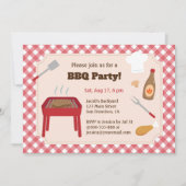 裏庭バーベキュー パーティー レッド プライド パターン 招待状 (正面)