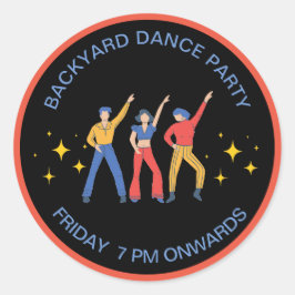 裏庭パーティーのステッカー ラウンドシール