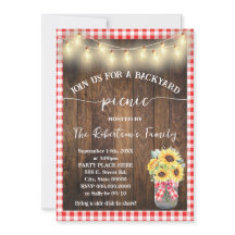 裏庭ピクニックパーティーレッドチェック柄ひまわり