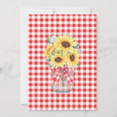 裏庭ピクニックパーティーレッドチェック柄ひまわり 招待状 (裏面)