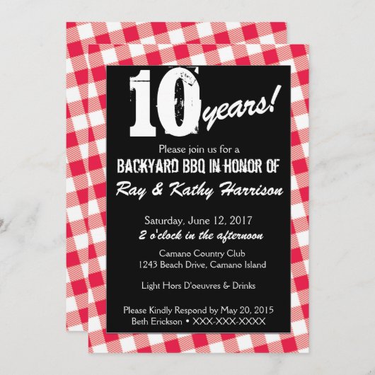 裏庭ピクニック記念日招待状テンプレート 招待状 (正面/裏面)