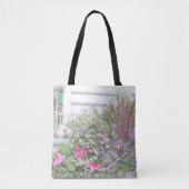 裏庭フラワーガーデンウォーター絵画カラー トートバッグ (正面)