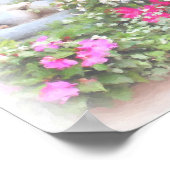 裏庭フラワーガーデンウォーター絵画カラー ポスター (角)