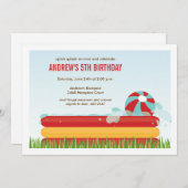 裏庭プールパーティーの誕生日招待状 招待状 (正面/裏面)