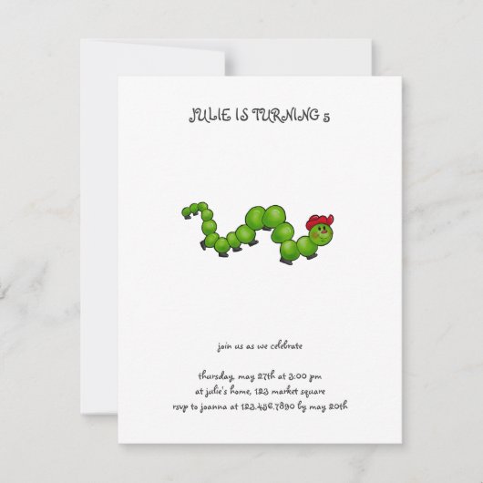 裏庭乳母車· Caterpillar with Red Hat 招待状 (正面)