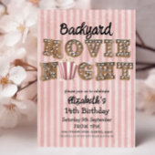 裏庭映画の夜 ポップコーン 劇場風ライト パーティー 招待状