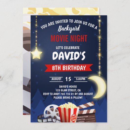 裏庭映画ナイトボーイバースデーパーティー 招待状 (正面/裏面)