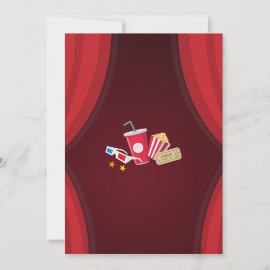 裏庭映画夜誕生日のパーティの招待状 招待状 (裏面)