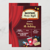 裏庭映画夜誕生日のパーティの招待状 招待状 (正面/裏面)