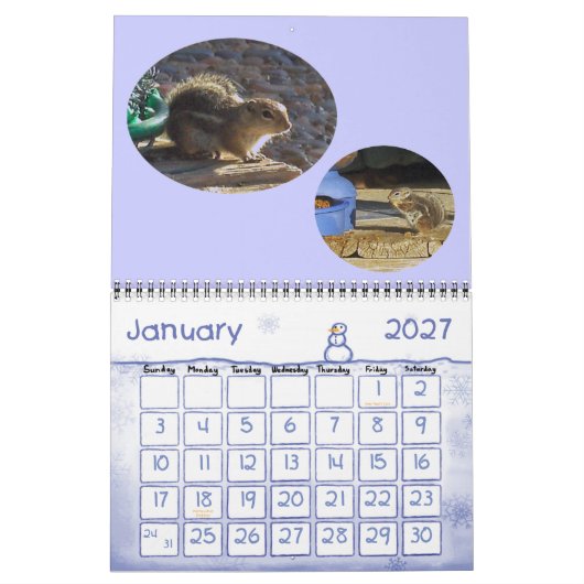 裏庭訪問者 カレンダー (1月 2027)