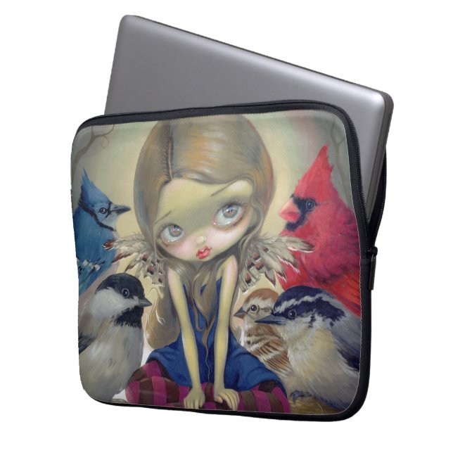 "裏庭鳥"の電子工学のバッグ ラップトップスリーブ (正面左)