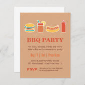 裏庭BBQの引っ越し祝いパーティーのパーティの招待状 招待状 (正面/裏面)