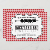 裏庭BBQグリル赤ギンガム 招待状 (正面/裏面)
