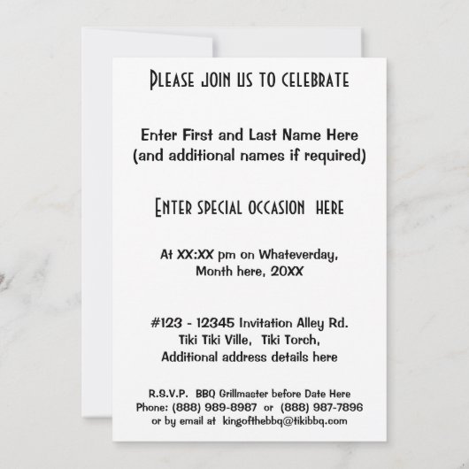 裏庭BBQティキトーチ! 招待状 (裏面)