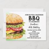 裏庭BBQバースデーウォーターカラーバーガーパーティー 招待状 (正面)