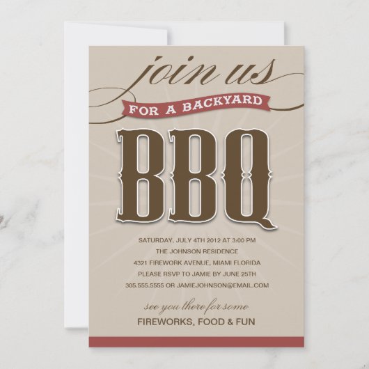 裏庭BBQ|パーティの招待状 招待状 (正面)
