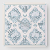 裏当エレガントて壁の時計華美付きブルーグレー スクエア壁時計 (正面)