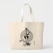 裏編みの女の子の編み物 ラージトートバッグ (正面)