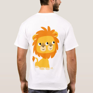 裏表がある、最もかわいい漫画のライオンのTシャツ(背部) Tシャツ