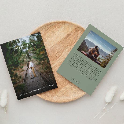 裏表シンプルなSage Greenの写真 サンキューカード