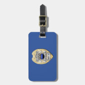 裏返しボタン付き薄い青い線バッジ ラゲッジタグ (正面縦)