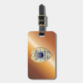 裏返しボタン付き薄い青い線バッジ ラゲッジタグ (正面縦)